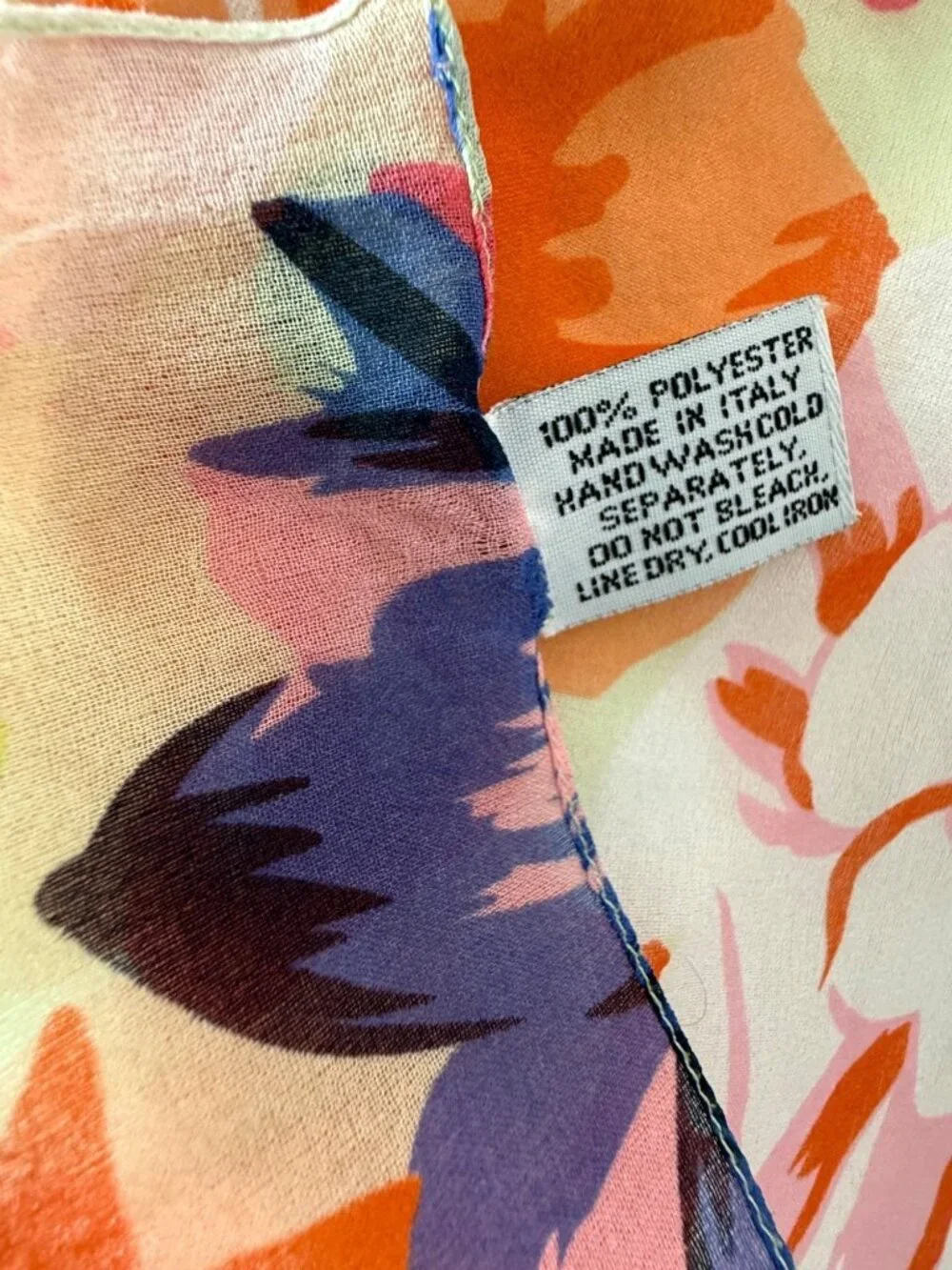 vintage Diane Von Furstenberg DVF rectangle long silk scarf floral (burn hole)
